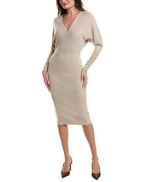 Reiss Jenna Ruched Sleeve Wool & Cashmere-Blend Knit Dress - Natural