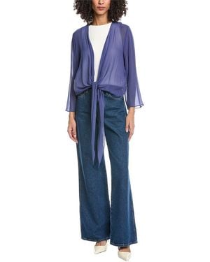 Eileen Fisher Silk Wrap Jacket - Blue