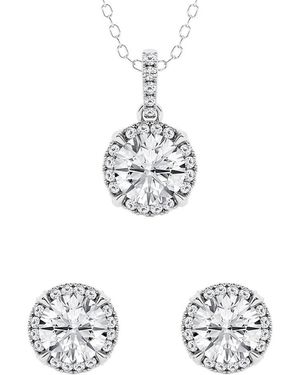 Lab Grown Diamonds 14K 3.00 Ct. Tw. Lab-Grown Diamond Fashion Earring & Pendant Set - White
