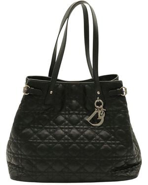 Dior Coated/Waterproof Canvas Panarea Cannage Tote (Authentic Pre-Loved) - Black