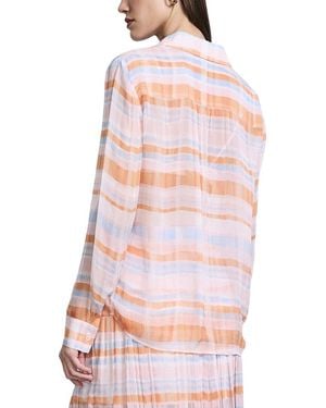 BCBGMAXAZRIA Chiffon Plaid Blouse - White