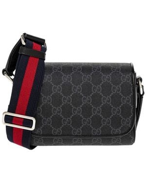 Gucci Gg Supreme Fabric Super Mini Crossbody Bag in Black