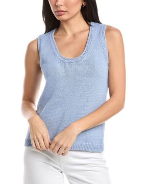 St. John Scoop Neck Knit Tank Top - Blue