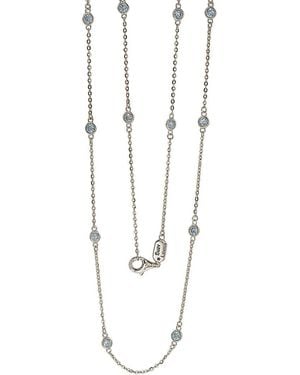 Suzy Levian 14K 1.00 Ct. Tw. Diamond Station Necklace - White