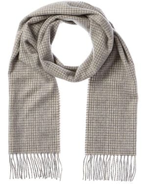 Amicale Cashmere Houndstooth Cashmere Scarf - Grey