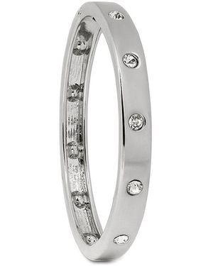 Saachi Studded Hinged Bangle Bracelet - White