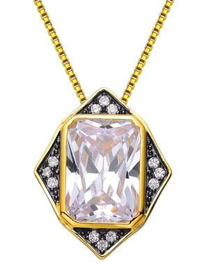 Genevive Jewelry 14k Plated Cz Pendant - Metallic