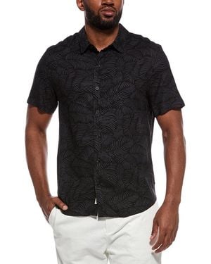 Onia Printed Linen-Blend Shirt - Black