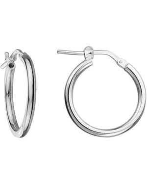 Italian Silver Round Tube Hoops 2Mm X 20Mm - Metallic