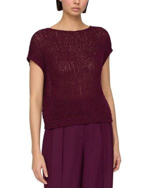 Lafayette 148 New York Open Stitch Bateau Neck Jumper - Purple