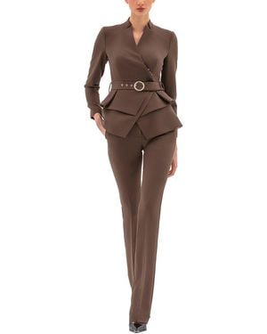 BGL 2Pc Blazer & Pant Set - Brown