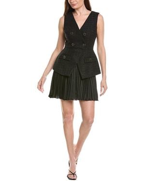 MILLY Boucle Mixed Media Mini Dress - Black