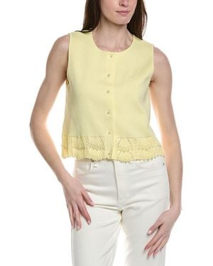 Ellen Tracy Pearl Button-Front Vest - Yellow