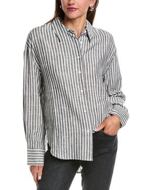 REVERIEE Linen-Blend Shirt - Grey