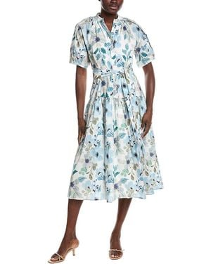 Gracia Floral Print Midi Shirtdress - Blue