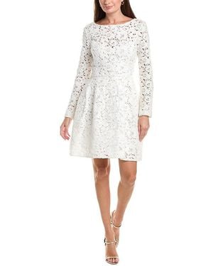 Oscar de la Renta Bateau Neck Silk-Lined Cocktail Dress - White
