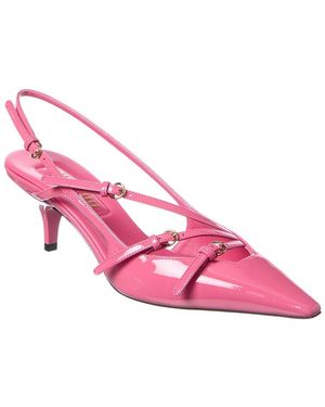 Miu Miu Logo Patent Slingback Pump - Pink