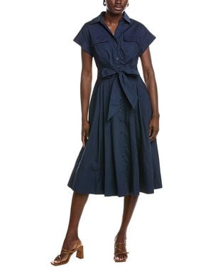 Gracia Belted Midi Dress - Blue