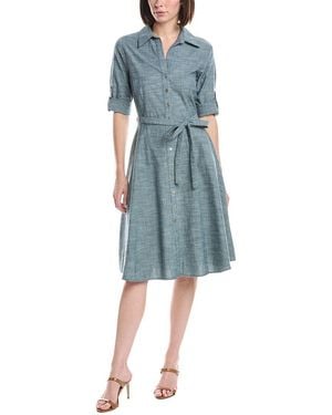 Sharagano Short Sleeve Shirtdress - Blue
