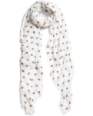 Blue Pacific Vintage Icon Crowns Cashmere-Blend Scarf - White