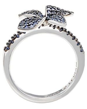 Suzy Levian 0.02 Ct. Tw. Diamond & Sapphire Statement Ring - White