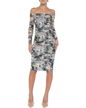 L'Agence Morgana Ruched Off-Shoulder Dress - Multicolour