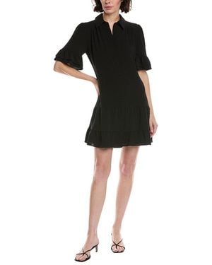Cece Ruffle Tiered Mini Shirtdress - Black