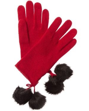 Portolano Poms Wool-Blend Gloves - Red