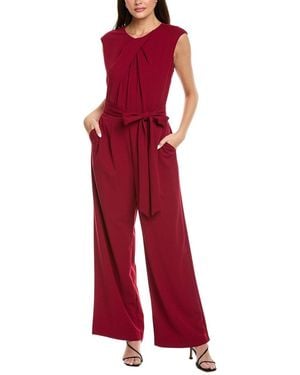 Tahari Plus Tie Waist Jumpsuit - Red