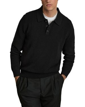 Reiss Kingsley Half Button Wool Top - Black