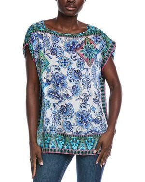 Johnny Was Elaine Silk Blouse - Blue
