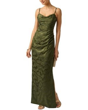 Adrianna Papell Woven Jacquard Long Dress - Green