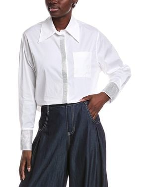 Gracia Rhinestone-Trim Shirt - White