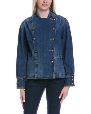 Free People Imogene Denim Officer Jacket - Blue