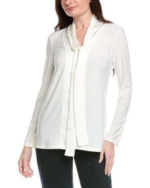 Joseph Ribkoff Neck-Tie Woven Top - White