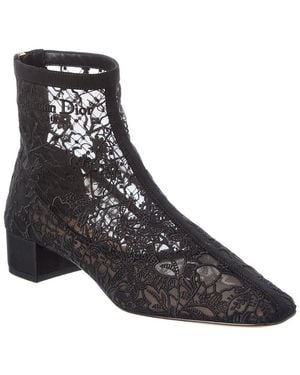Dior Naughtily Lace & Leather Bootie - Black