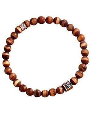 Karma and Luck Tibetan Agate Stretch Bracelet - Brown