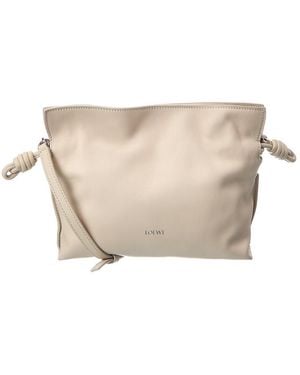 Loewe Flamenco Medium Leather Clutch - Natural