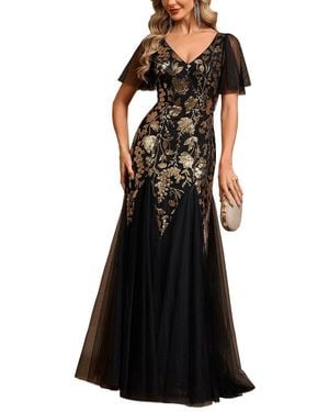 Luna Tuccini Embellished Maxi Dress - Black
