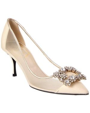 Roger Vivier Mesh & Leather Pump - Natural