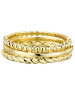 Adornia 14K Plated Thin Stacking Band Set Ring - Metallic