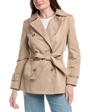 Sam Edelman Double-Breasted Short Trench Coat - Natural