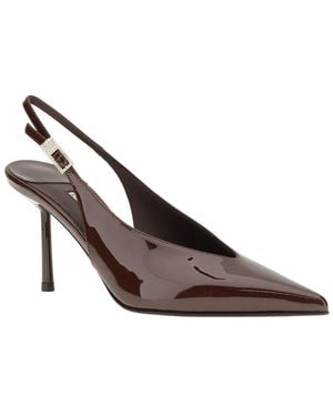 Le Silla Décolleté Clivage Leather Slingback Pump - Brown