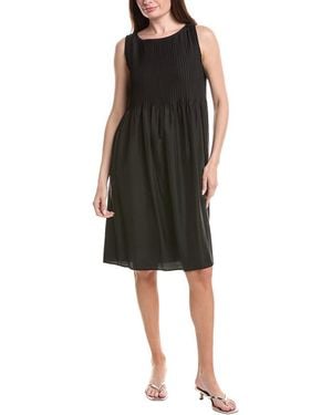 Eileen Fisher Pleated Silk Midi Dress - Black