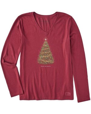 Life Is Good. Crusher V-Neck T-Shirt - Red