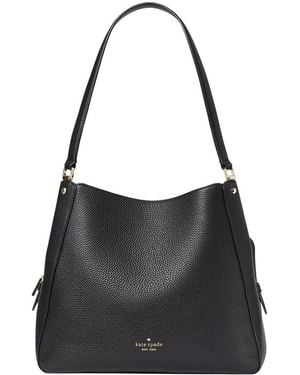 Kate Spade Leila Medium Triple Compartment Leather Shoulder Bag - Black