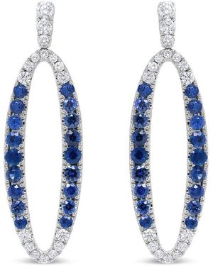 Haus of Brilliance Colourful Gemstones 18K 4.70 Ct. Tw. Diamond & Sapphire Dangle Earrings - Blue
