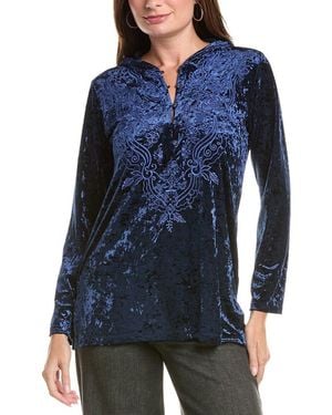 Johnny Was Crushed Velvet Pull-On Hoodie - Blue