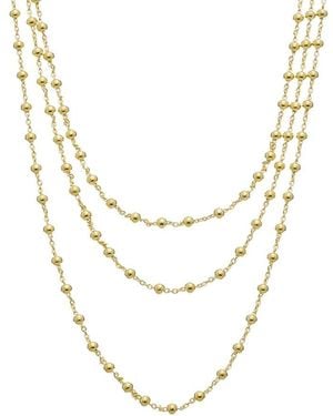 Italian Gold Over Silver 18K Plated Multi Strand Necklace - Metallic