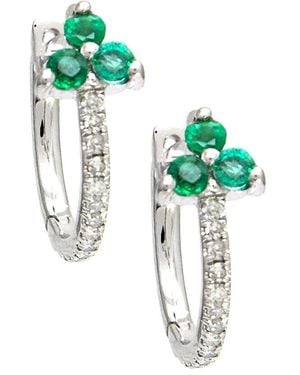 Gemstones 14K 0.20 Ct. Tw. Diamond & Emerald Earrings - Green